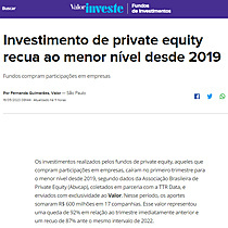 Investimento de private equity recua ao menor nvel desde 2019